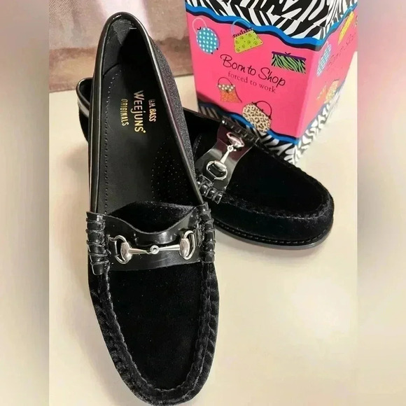 Bass Weejuns Lianna Velvet Womens Slip Horse-bit Loafers New - Picture 1 of 6